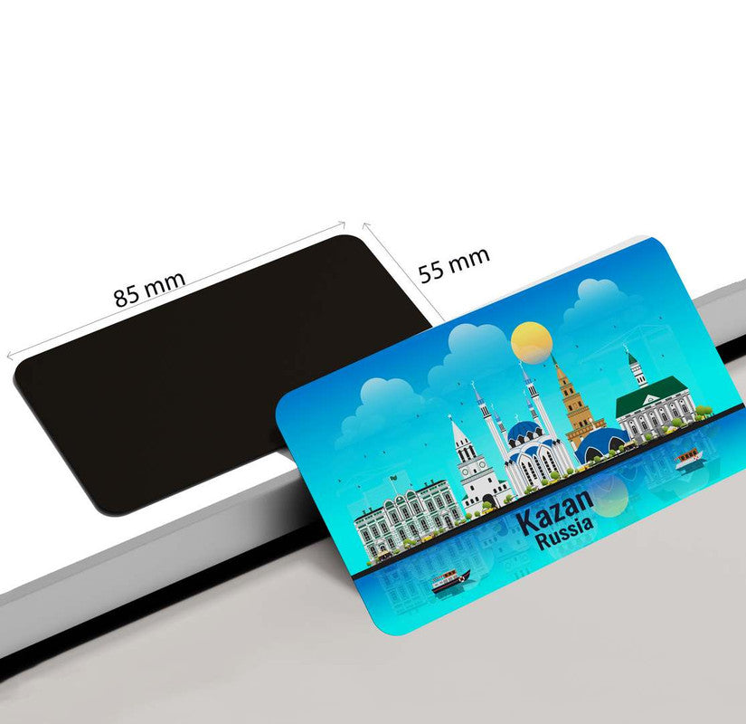 dhcrafts Rectangular Rubber Fridge Magnet / Magnetic Card Blue Russia Kazan Design Pack of 1 (8.6cm x 5.4cm)